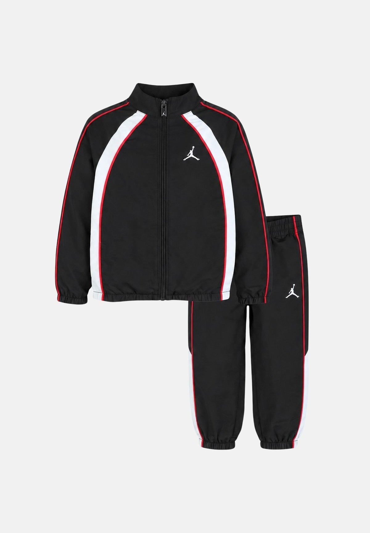 JORDAN Tuta color block nera per bambino e bambina con giacca full zip, profili a contrasto e pantaloni coordinati. 85G286 023 JORDAN 