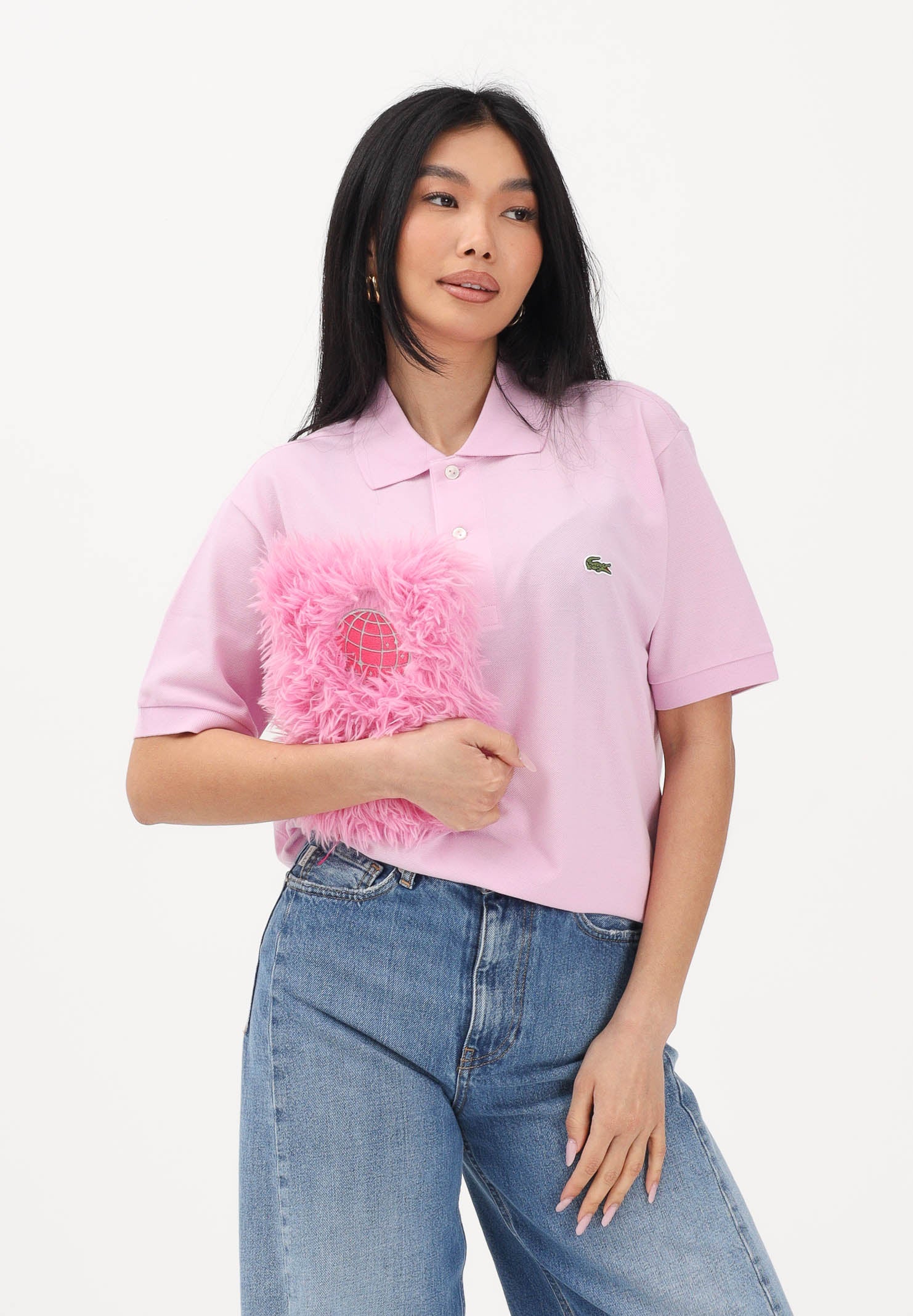 LACOSTE  Polo rosa per uomo e donna con patch logo coccodirllo 1212 Z4H LACOSTE 