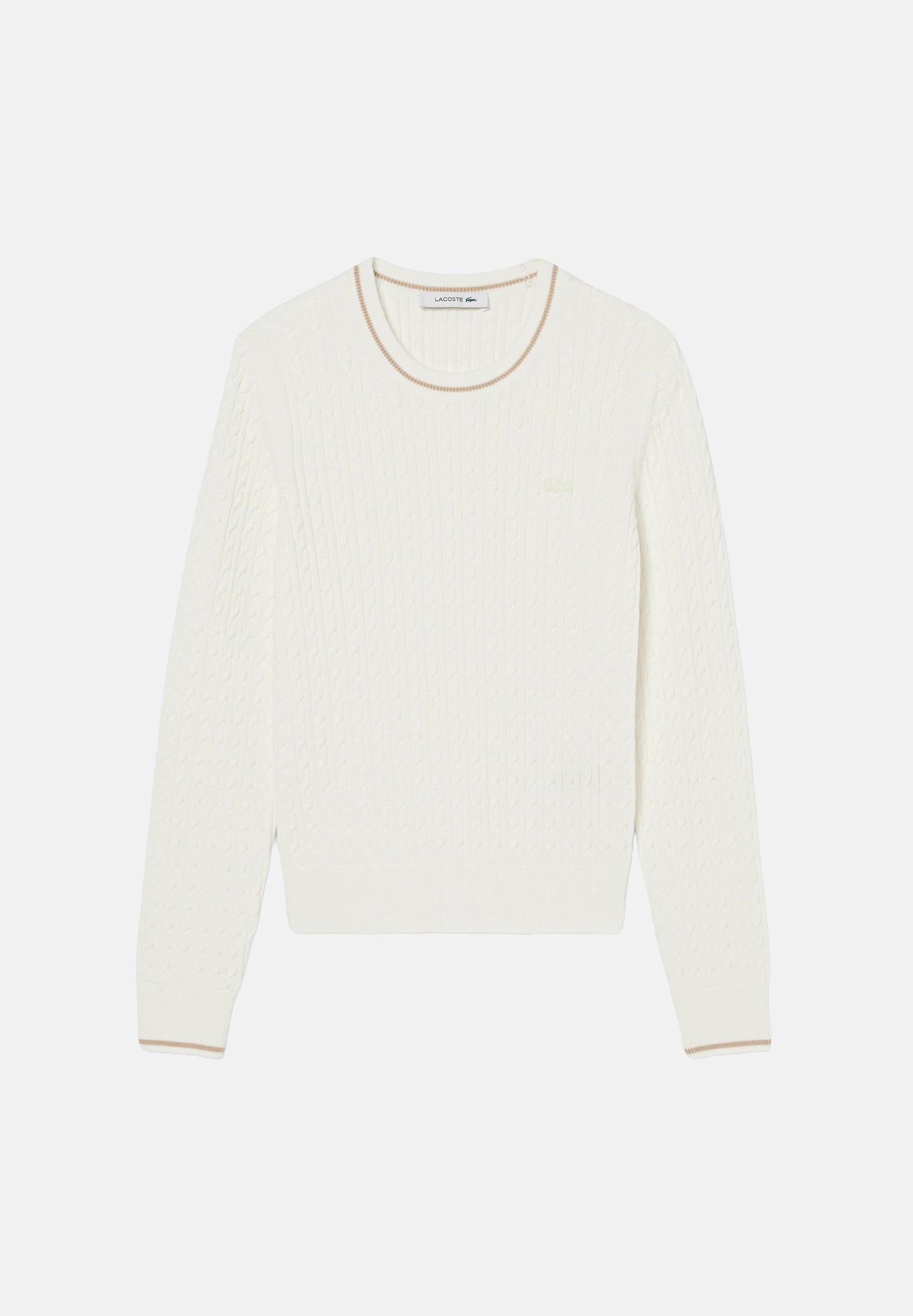 LACOSTE Maglia girocollo CREWNECK SWEATER bianco latte da donna  con scollo rotondo e bordi a contrasto. AF3241 70V LACOSTE 