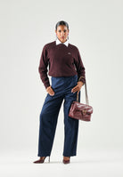 LACOSTE Maglione girocollo Chestnut Brown, marrone da donna con logo iconico coccodrillo AF4158 3KE LACOSTE 