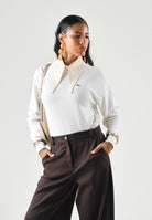 LACOSTE Maglione girocollo in cotone relaxed fit White, colore basico bianco, donna. AF4158 70V LACOSTE 