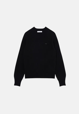 LACOSTE Maglione girocollo nero da donna in lana cardata AF4160 031 LACOSTE 