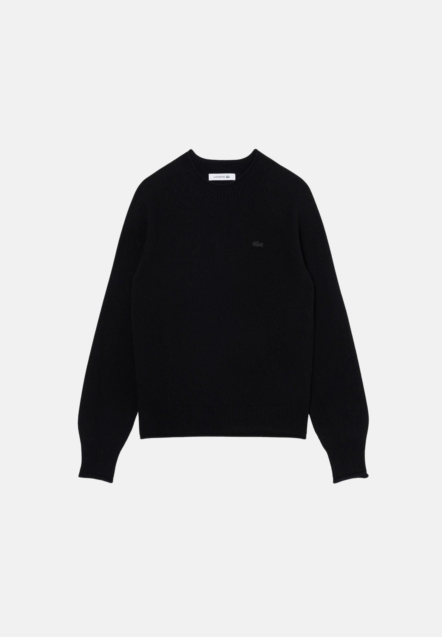 LACOSTE Maglione girocollo nero da donna in lana cardata AF4160 031 LACOSTE 