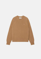 LACOSTE Maglia girocollo Marron marrone cammello da donna, in pura lana, con maniche lunghe, lavorazione in maglia morbida e coccodrillo ricamato tono su tono sul petto. AF4160 VV7 LACOSTE 