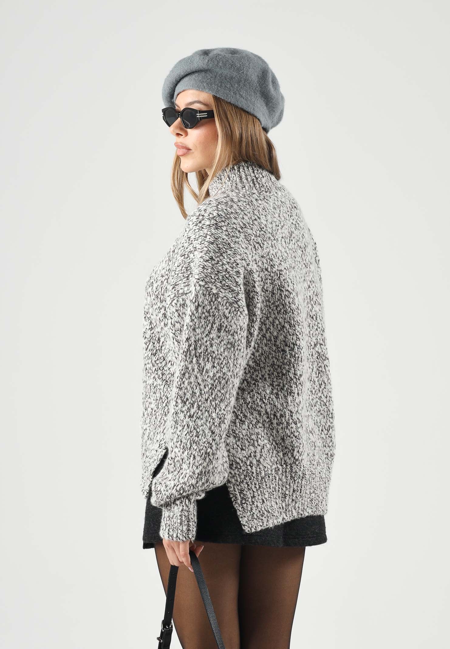 LACOSTE Maglione da Donna Nero e Marrone in Maglia Mélange con Collo Alto AF8257 WT8 LACOSTE 