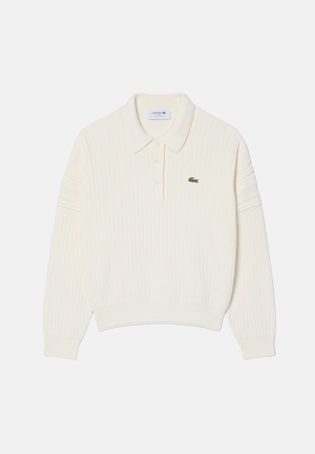 LACOSTE Polo manica lunga COLLAR SWEATER bianca da donna con abbottonatura parziale. AF8272 70V LACOSTE 