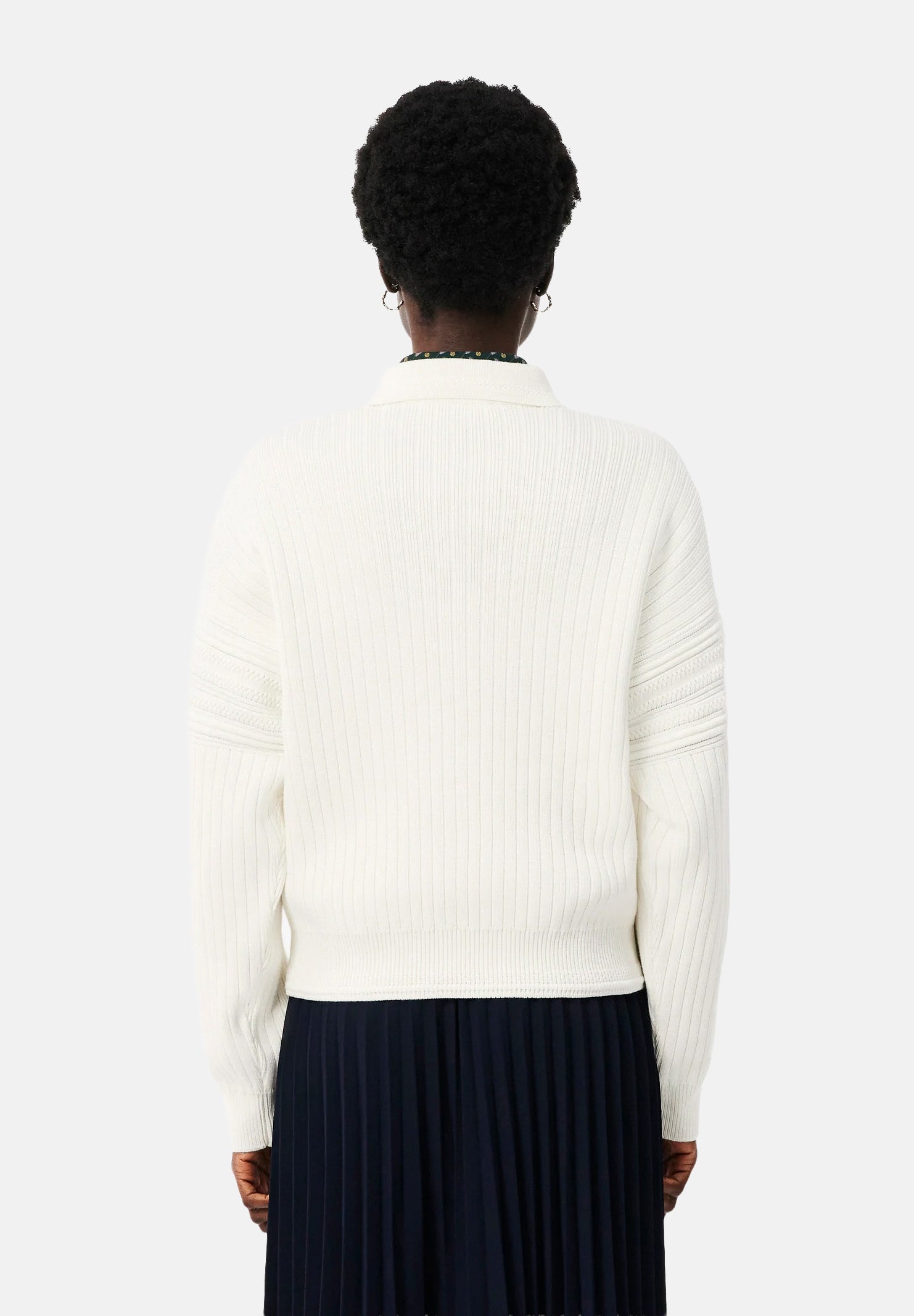 LACOSTE Polo manica lunga COLLAR SWEATER bianca da donna con abbottonatura parziale. AF8272 70V LACOSTE 