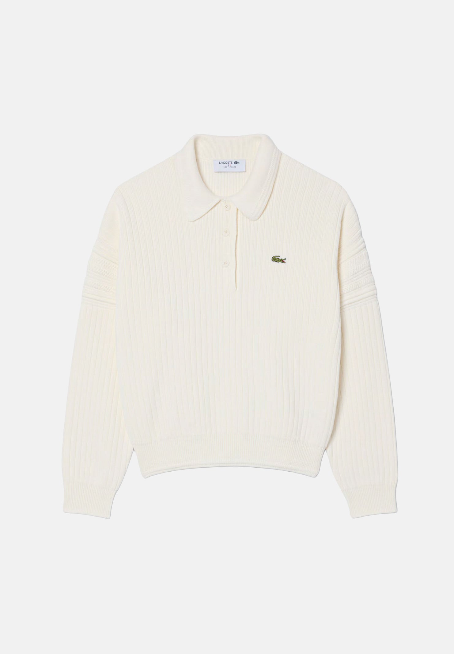 LACOSTE Polo manica lunga COLLAR SWEATER bianca da donna con abbottonatura parziale. AF8272 70V LACOSTE 
