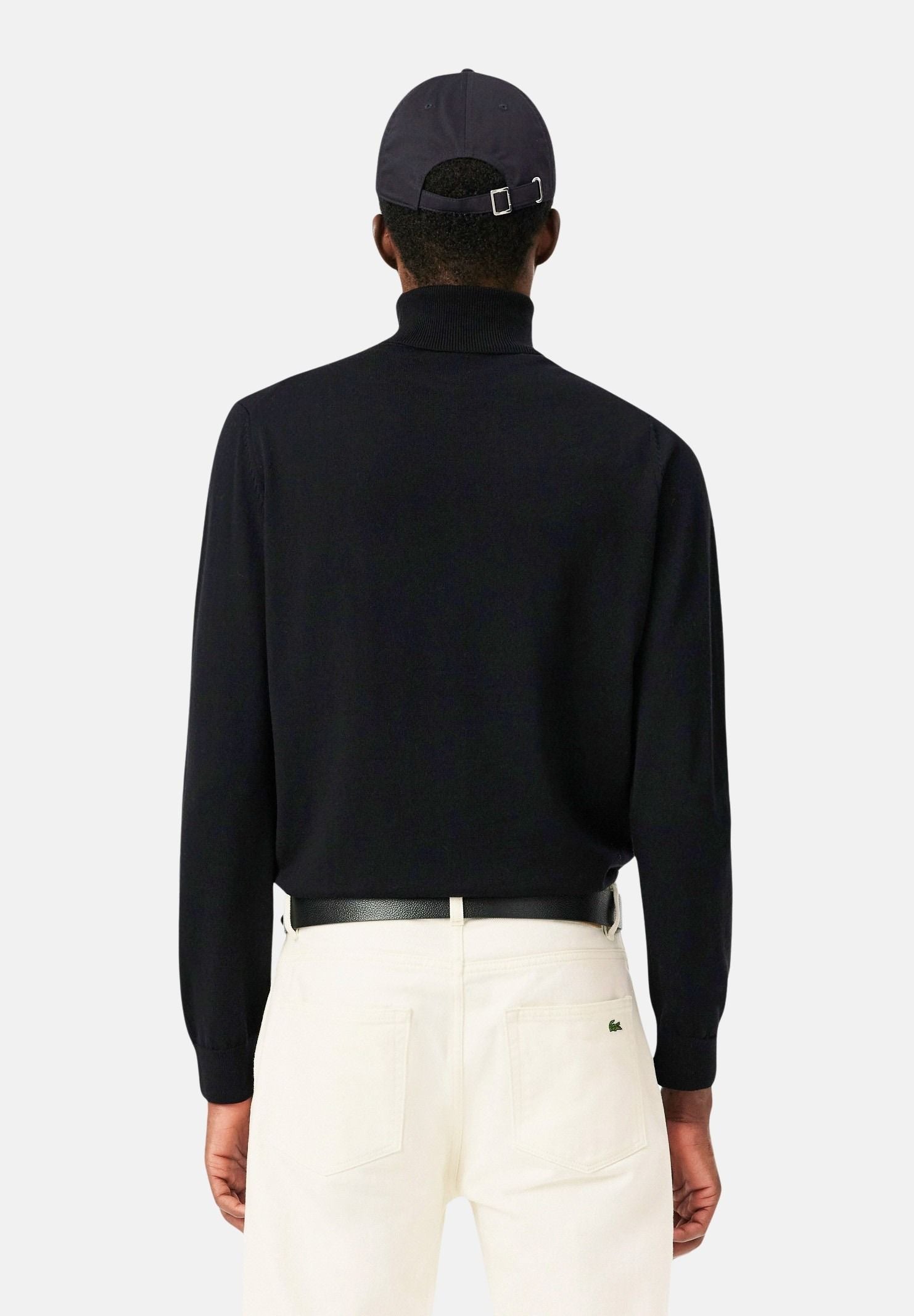 LACOSTE Maglia dolcevita in lana merino nero da uomo con iconico logo coccodrilo AH1959 031 LACOSTE 