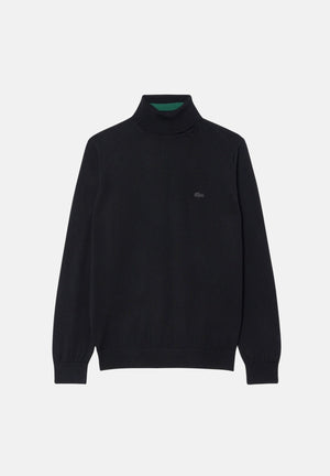 LACOSTE Maglia dolcevita in lana merino nero da uomo con iconico logo coccodrilo AH1959 031 LACOSTE 