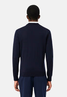 LACOSTE Maglione girocollo blu scuro da uomo, con maniche lunghe, bordi a costine e coccodrillo ricamato.<BR/> AH1969 GJP LACOSTE 