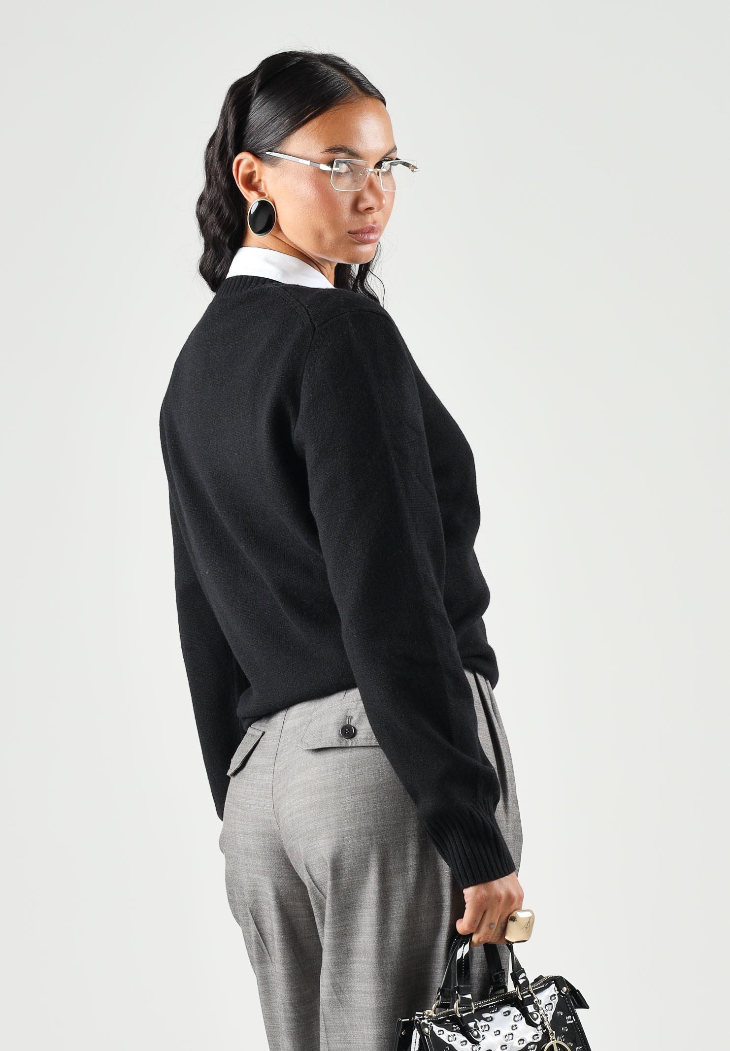 LACOSTE Maglione girocollo nero per uomo e donna con logo coccodrillo applicato AH2916 031 LACOSTE 