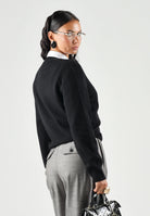 LACOSTE Maglione girocollo nero per uomo e donna con logo coccodrillo applicato AH2916 031 LACOSTE 