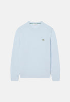 LACOSTE Maglia girocollo WOOL CREWNECK JUMPER celeste per uomo e donna con logo iconico ricamato. AH2916 T01 LACOSTE 