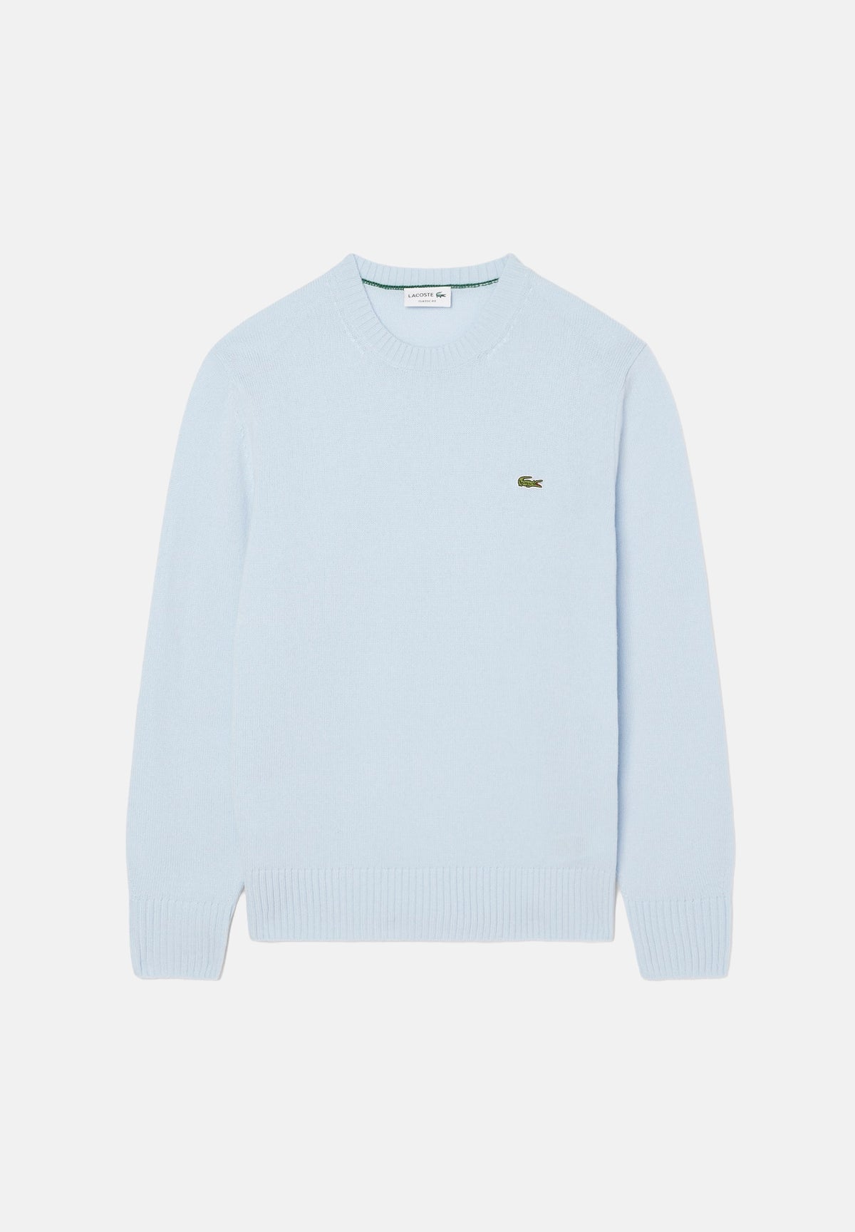 LACOSTE Maglia girocollo WOOL CREWNECK JUMPER celeste per uomo e donna con logo iconico ricamato. AH2916 T01 LACOSTE 