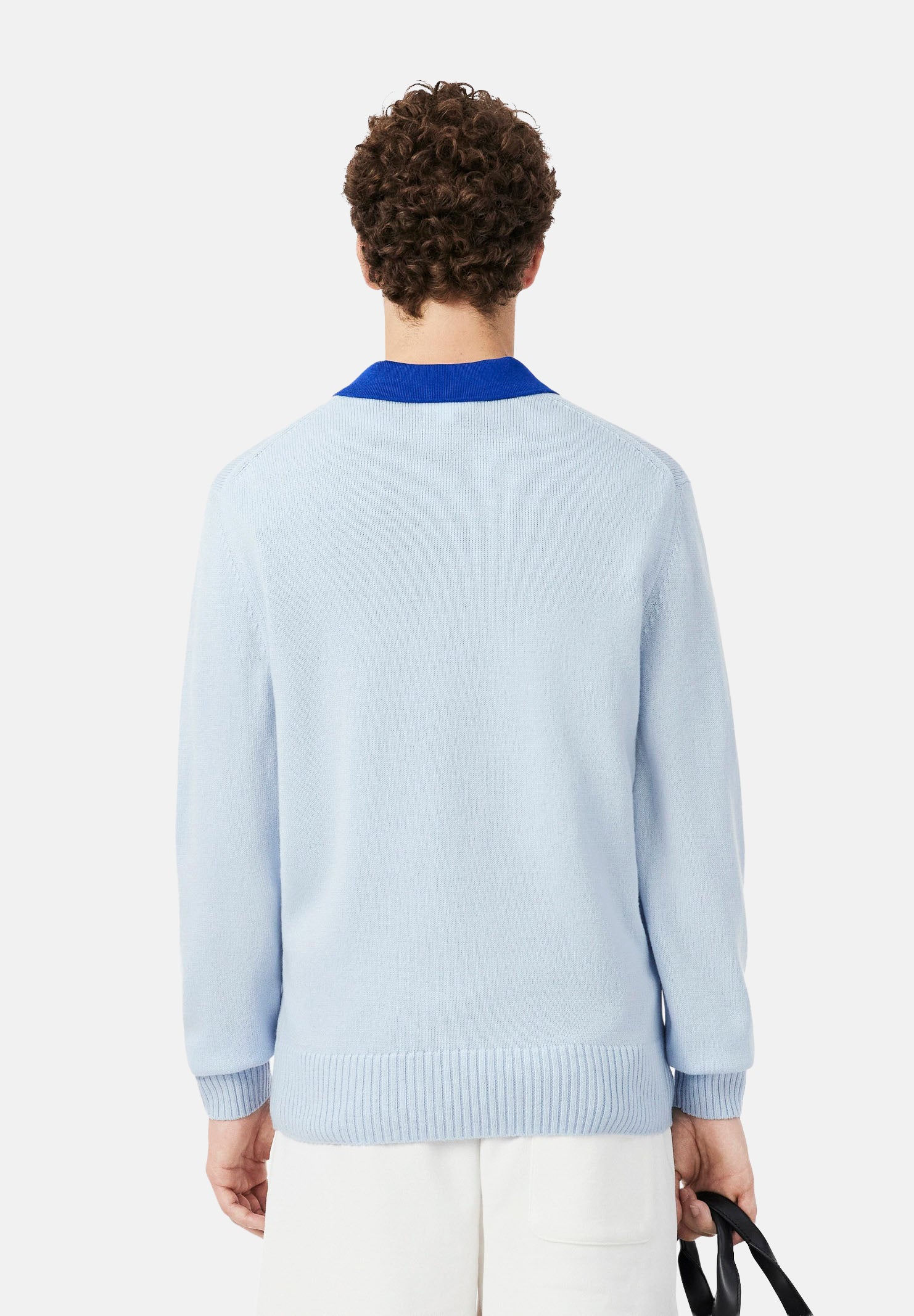 LACOSTE Maglia girocollo WOOL CREWNECK JUMPER celeste per uomo e donna con logo iconico ricamato. AH2916 T01 LACOSTE 