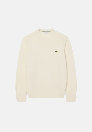 LACOSTE Maglia girocollo WOOL CREWNECK  panna da uomo con scollo rotondo e logo ricamato. AH2916 XFJ LACOSTE 