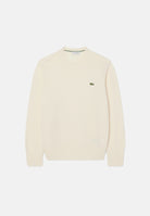 LACOSTE Maglia girocollo WOOL CREWNECK  panna da uomo con scollo rotondo e logo ricamato. AH2916 XFJ LACOSTE 