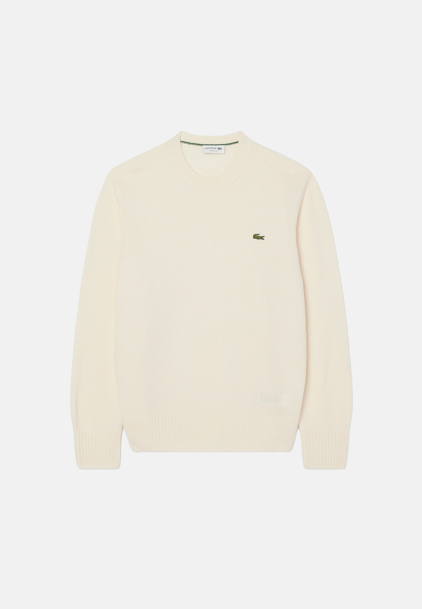 LACOSTE Maglia girocollo WOOL CREWNECK  panna da uomo con scollo rotondo e logo ricamato. AH2916 XFJ LACOSTE 