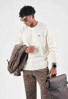 LACOSTE Maglia girocollo WOOL CREWNECK  panna per uomo e donna con  logo iconico ricamato. AH2916 XFJ LACOSTE 