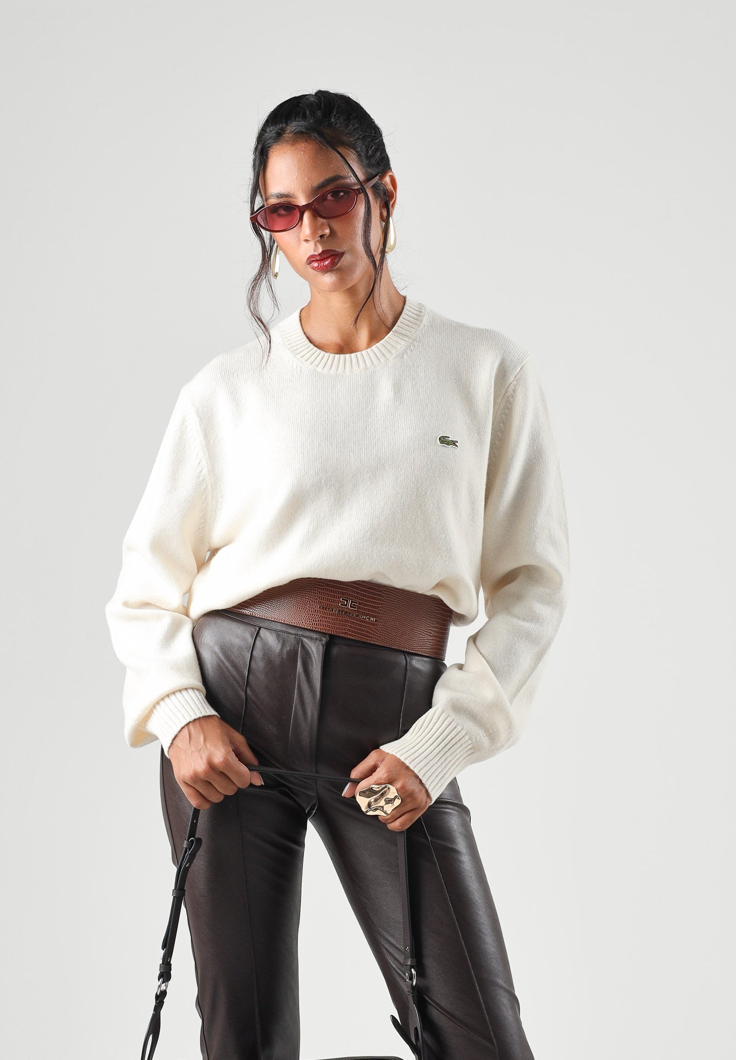 LACOSTE Maglia girocollo WOOL CREWNECK  panna per uomo e donna con  logo iconico ricamato. AH2916 XFJ LACOSTE 