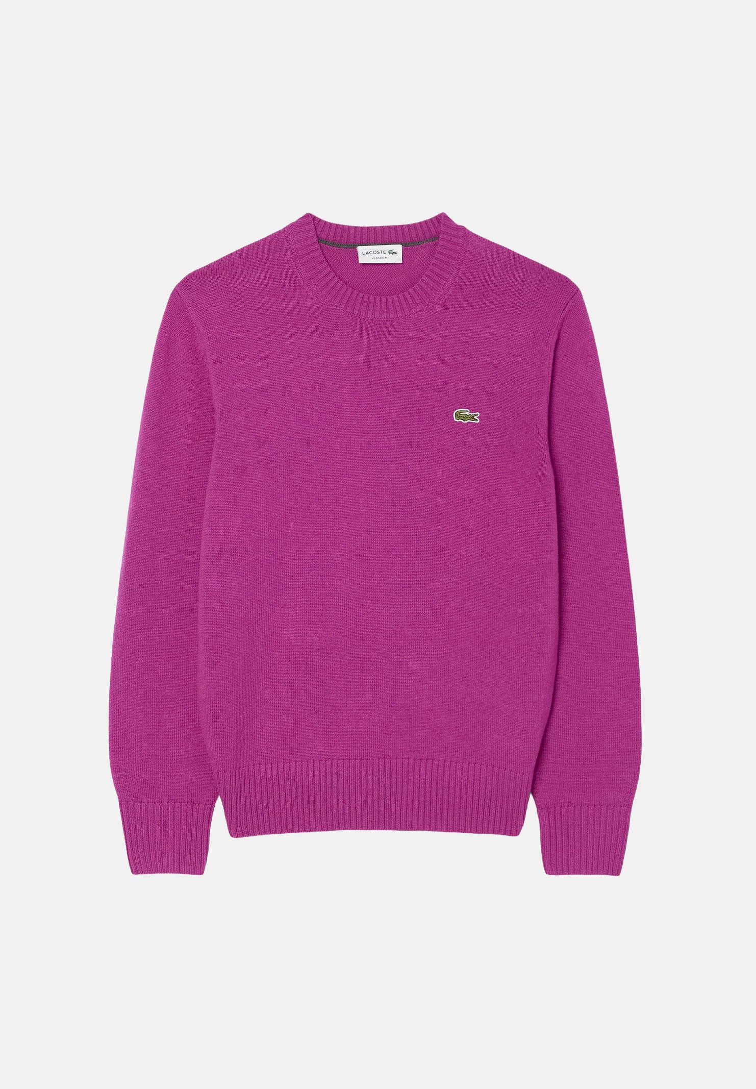 LACOSTE Maglia girocollo WOOL CREWNECK JUMPER fuchsia per uomo e donna con scollo rotondo e dettagli a costine AH2916 ZK2 LACOSTE 