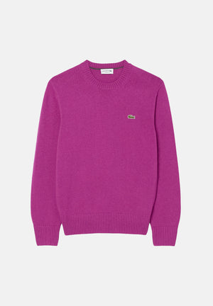 LACOSTE Maglia girocollo WOOL CREWNECK JUMPER fuchsia per uomo e donna con scollo rotondo e dettagli a costine AH2916 ZK2 LACOSTE 
