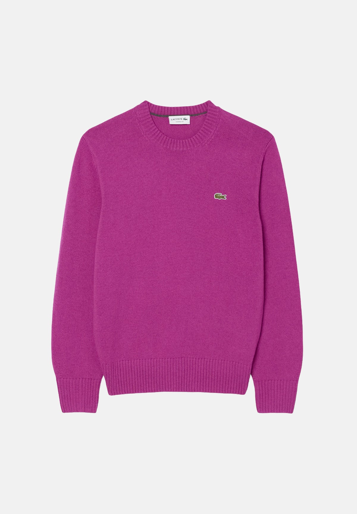 LACOSTE Maglia girocollo WOOL CREWNECK JUMPER fuchsia per uomo e donna con scollo rotondo e dettagli a costine AH2916 ZK2 LACOSTE 