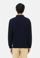 LACOSTE Maglia girocollo CABLE KNIT JUMPER blu da uomo in cotone lavorato a trecce AH2924 166 LACOSTE 