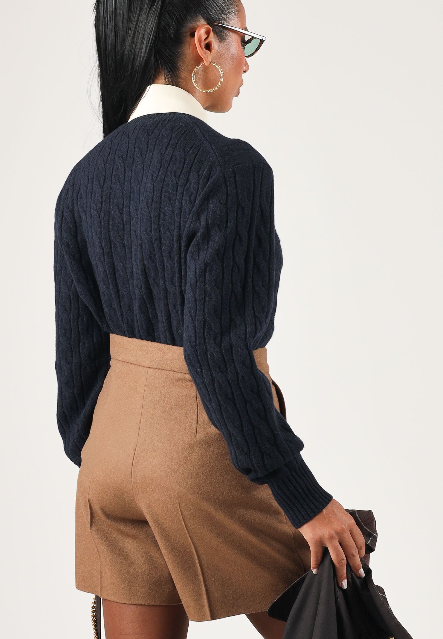 LACOSTE Maglione girocollo CABLE KNIT JUMPER blu in lana con lavorazione a trecce per uomo e donna AH2924 166 LACOSTE 