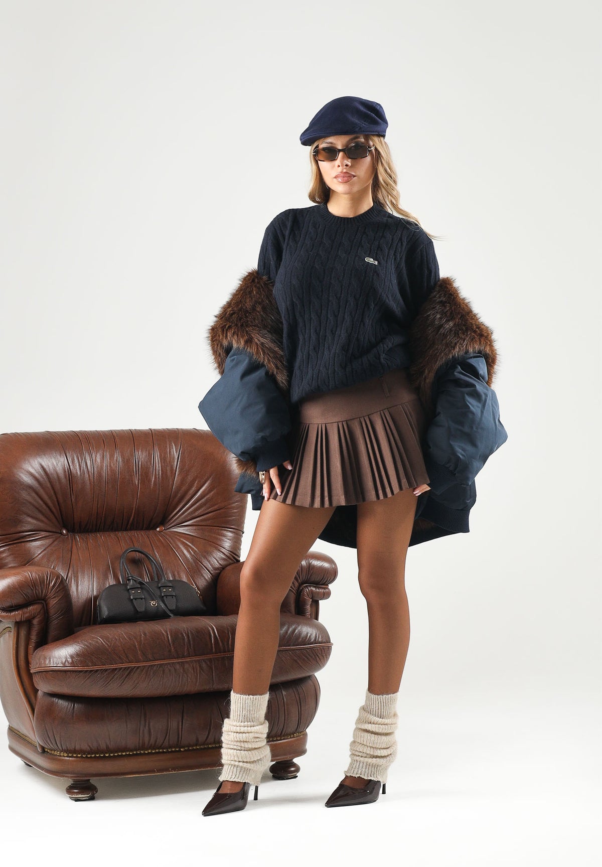 LACOSTE Maglione girocollo CABLE KNIT JUMPER blu in lana con lavorazione a trecce per uomo e donna AH2924 166 LACOSTE 