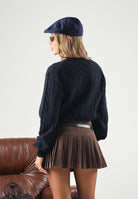 LACOSTE Maglione girocollo CABLE KNIT JUMPER blu in lana con lavorazione a trecce per uomo e donna AH2924 166 LACOSTE 