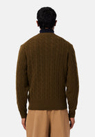 LACOSTE Maglioncino CABLE KNIT JUMPER marrone per uomo e donna con lavorazione a trecce AH2924 DPD LACOSTE 