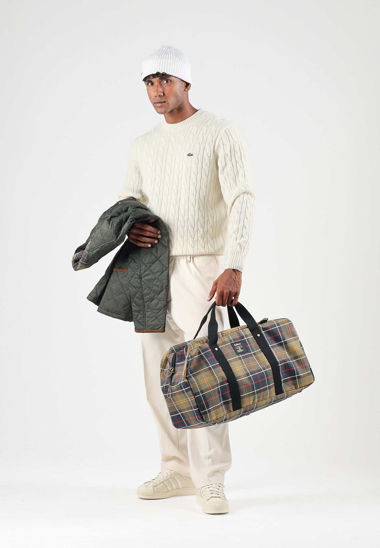 LACOSTE Maglia girocollo CABLE KNIT JUMPER vaniglia per uomo e donna con lavorazione a trecce AH2924 XFJ LACOSTE 