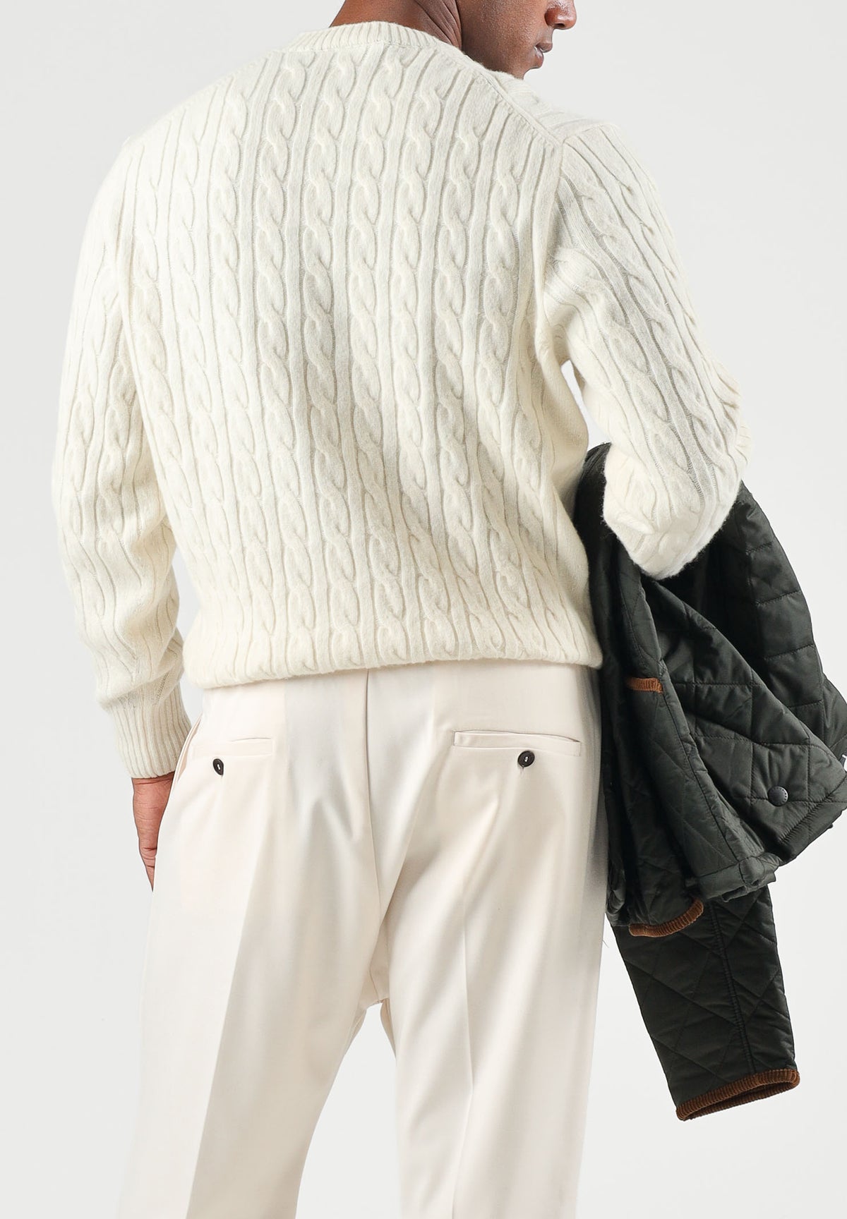 LACOSTE Maglia girocollo CABLE KNIT JUMPER vaniglia per uomo e donna con lavorazione a trecce AH2924 XFJ LACOSTE 