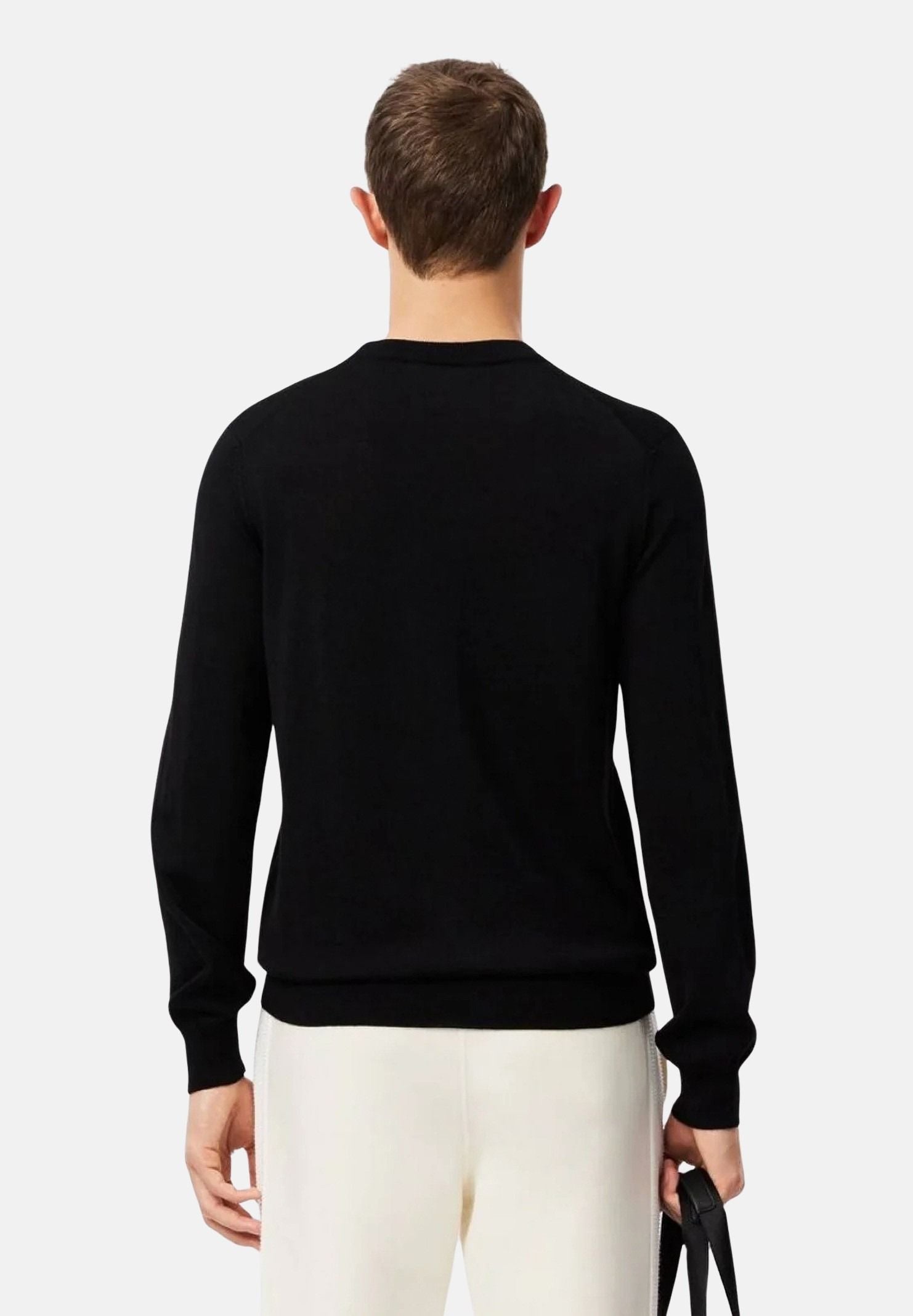 LACOSTE Pullover girocollo  nero da uomo con logo laterale coccodrillo<BR/> AH3225 031 LACOSTE 