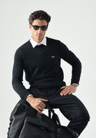 LACOSTE Pullover girocollo  nero da uomo con logo laterale coccodrillo<BR/> AH3225 031 LACOSTE 