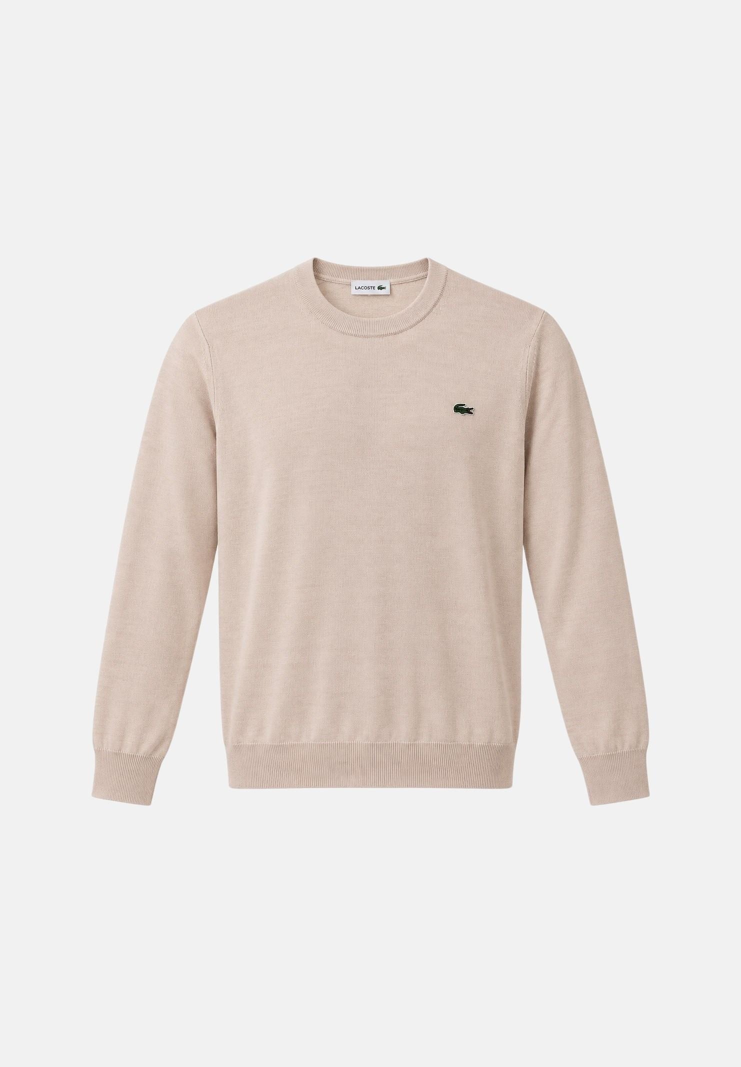 LACOSTE Maglia girocollo beige chiaro da uomo con mini logo iconico AH3225 XFJ LACOSTE 