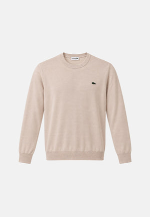 LACOSTE Maglia girocollo beige chiaro da uomo con mini logo iconico AH3225 XFJ LACOSTE 