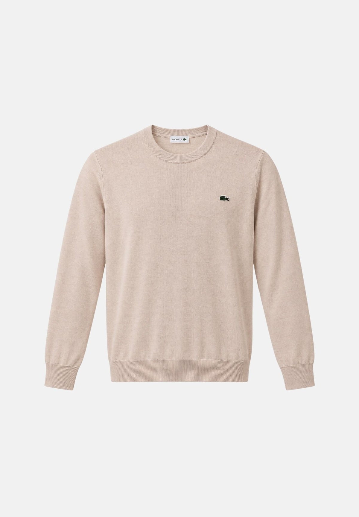 LACOSTE Maglia girocollo beige chiaro da uomo con mini logo iconico AH3225 XFJ LACOSTE 