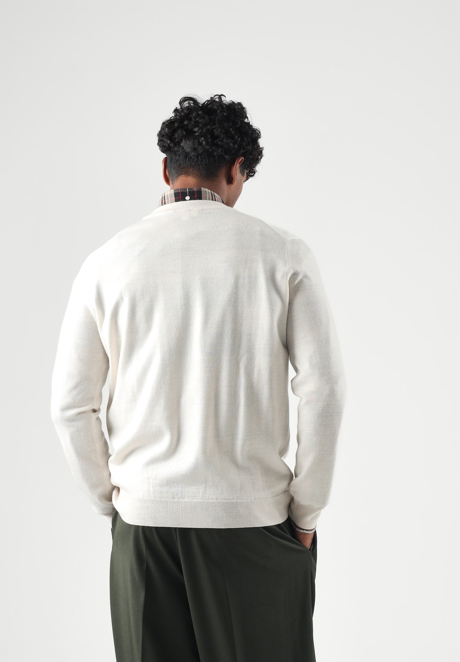 LACOSTE Maglia girocollo panna da uomo con mini logo iconico AH3225 XFJ LACOSTE 
