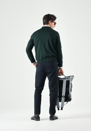 LACOSTE maglia girocollo verde scuro da uomo con iconico logo coccodrillo laterale AH3225 YZP LACOSTE 