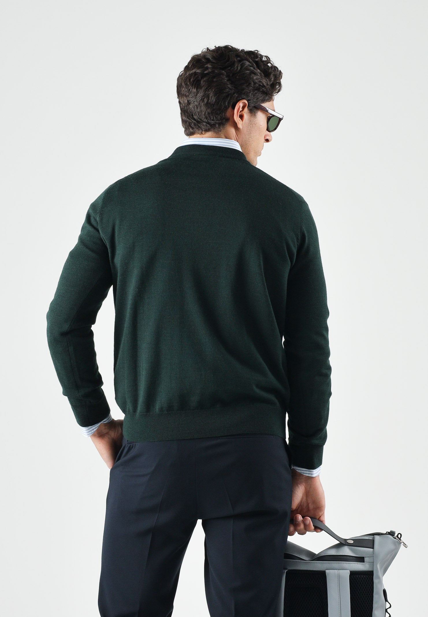 LACOSTE maglia girocollo verde scuro da uomo con iconico logo coccodrillo laterale AH3225 YZP LACOSTE 