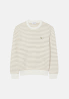 LACOSTE Maglia girocollo STRIPED CREWNECK JUMPER beige per uomo con fantasia a righe sottili AH8569 WL6 LACOSTE 