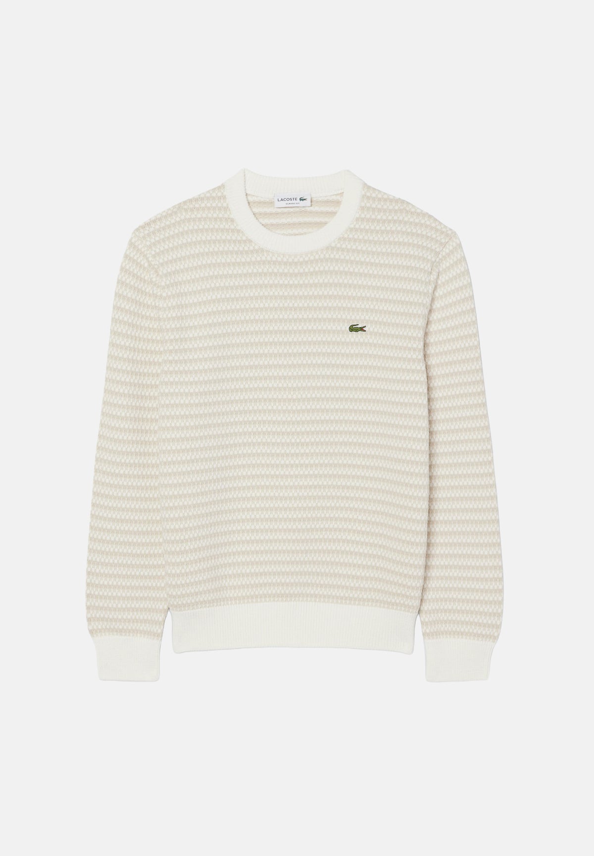 LACOSTE Maglia girocollo STRIPED CREWNECK JUMPER beige per uomo con fantasia a righe sottili AH8569 WL6 LACOSTE 
