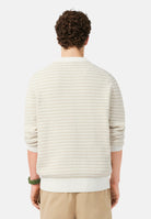 LACOSTE Maglia girocollo STRIPED CREWNECK JUMPER beige per uomo con fantasia a righe sottili AH8569 WL6 LACOSTE 