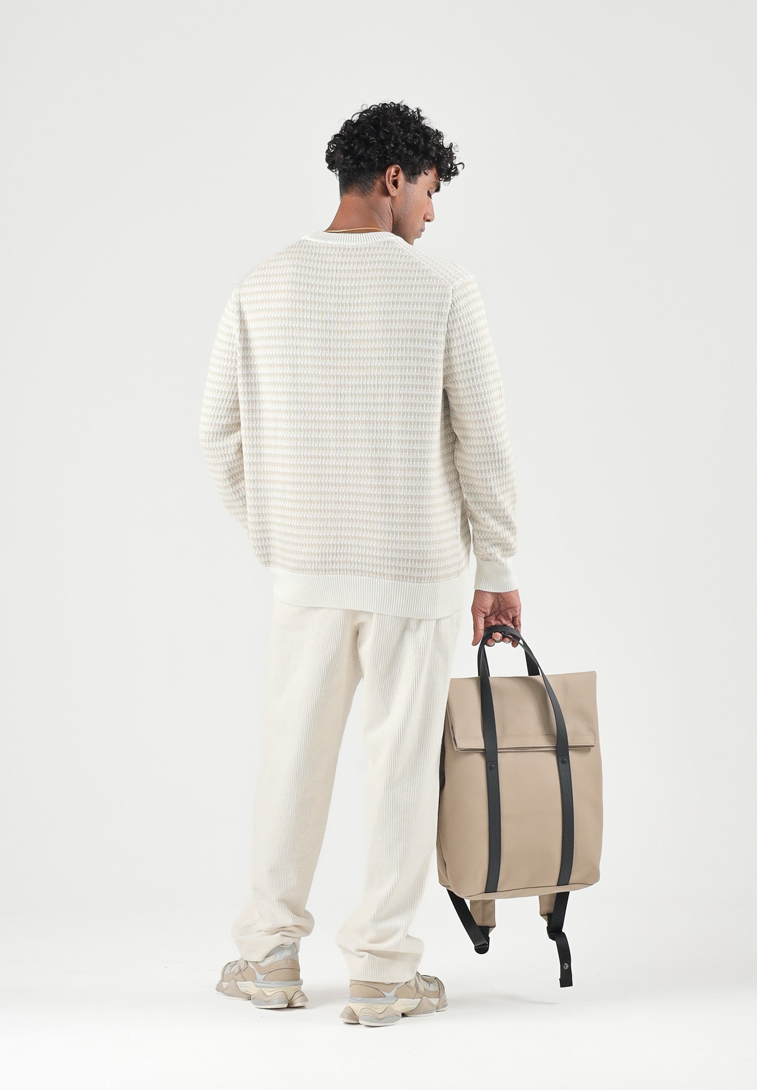 LACOSTE Maglione girocollo STRIPED CREWNECK JUMPER beige per uomo con fantasia a righe sottili AH8569 WL6 LACOSTE 