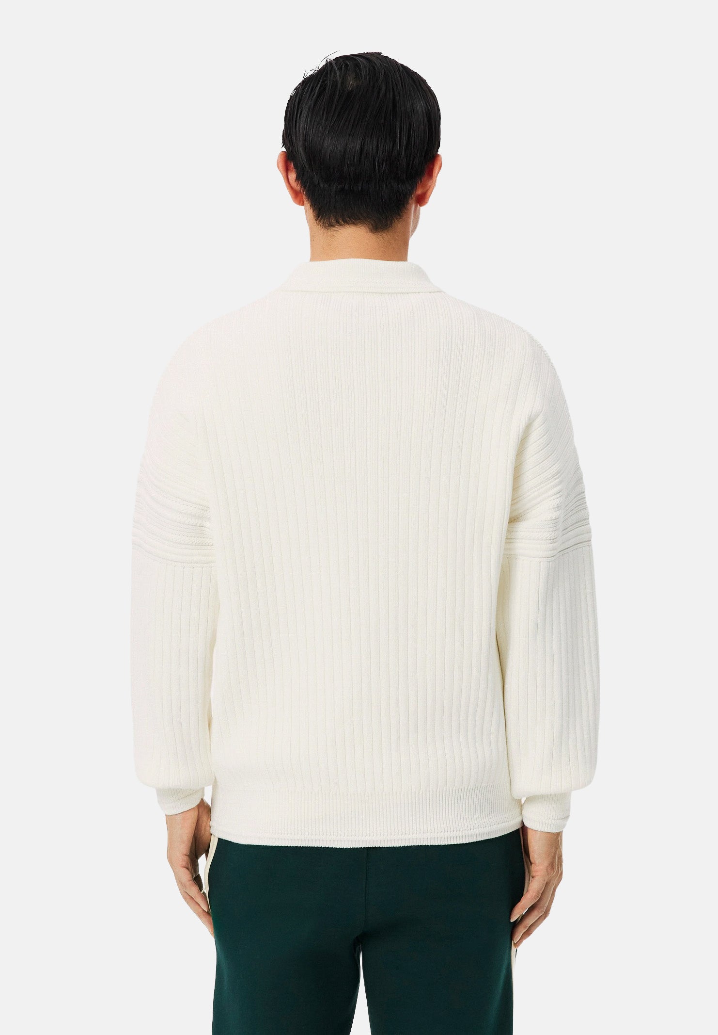 LACOSTE Polo  ZIP COLLAR KNIT  bianco da uomo in maglia con colletto aperto AH8574 70V LACOSTE 