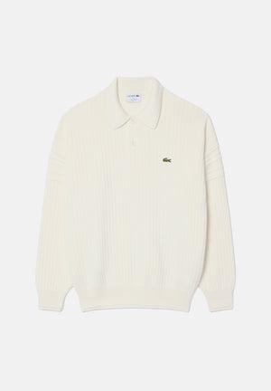 LACOSTE Polo  ZIP COLLAR KNIT  bianco da uomo in maglia con colletto aperto AH8574 70V LACOSTE 