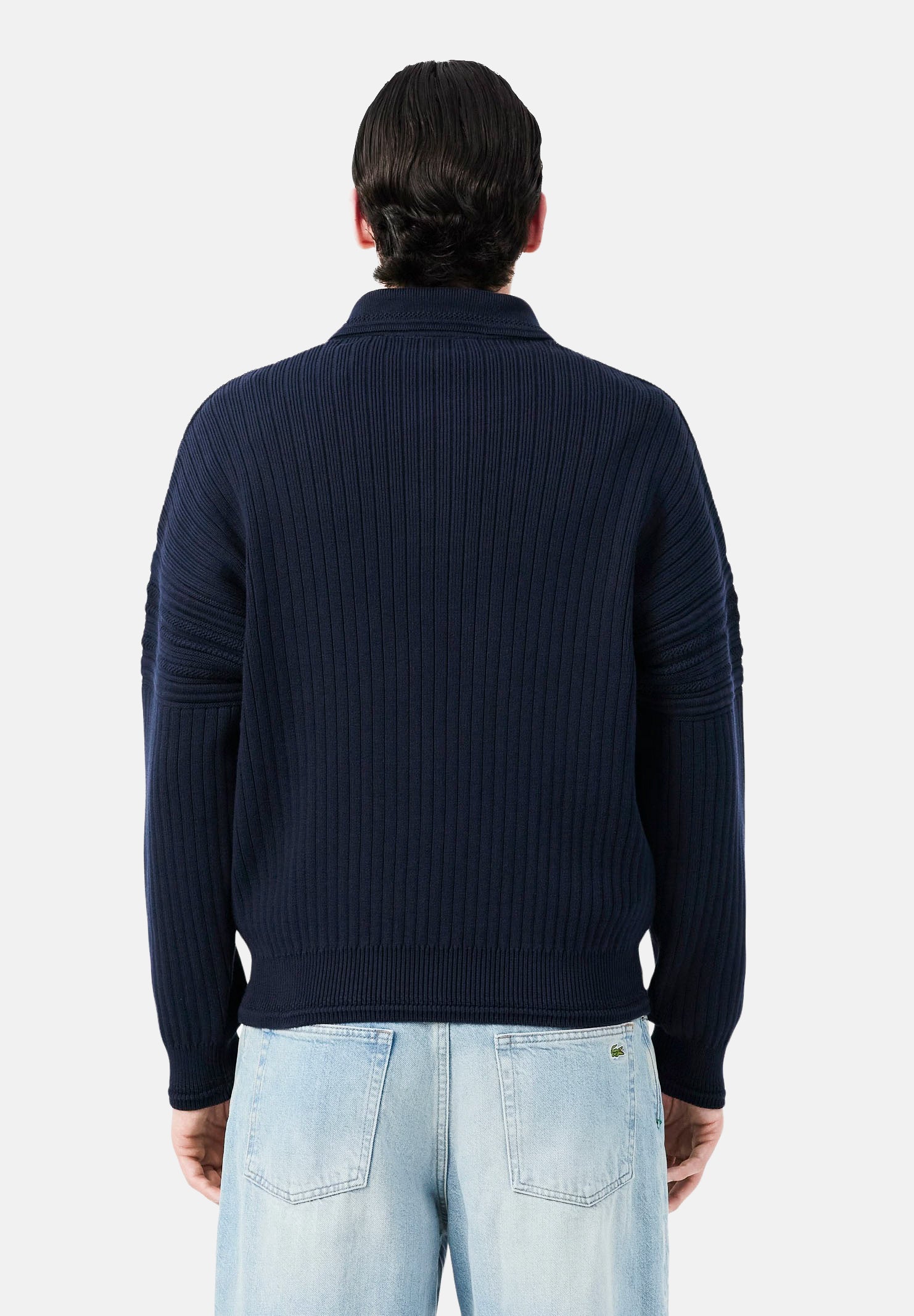 LACOSTE Polo manica lunga ZIP COLLAR KNIT  blu da uomo in maglia con colletto aperto AH8574 MXQ LACOSTE 